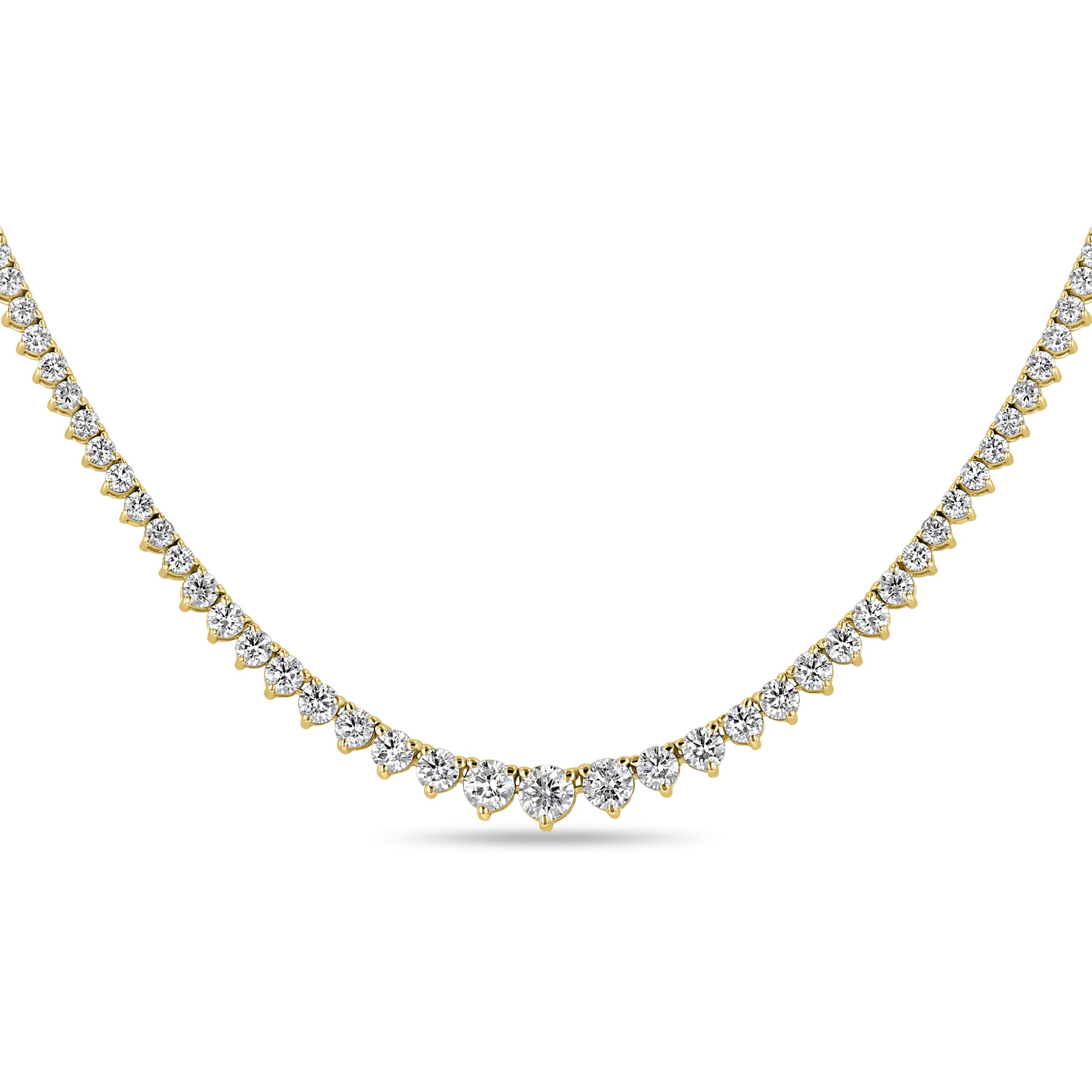 3 Prong Set Yellow Gold Diamond Tennis Necklace – Ridano